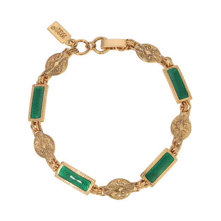Gold Tone Enamel Link Bracelet