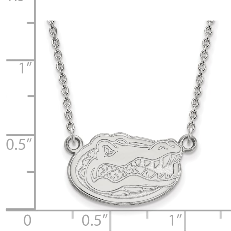 Rhodium Over Sterling Silver LogoArt University of Florida Small Pendant Necklace