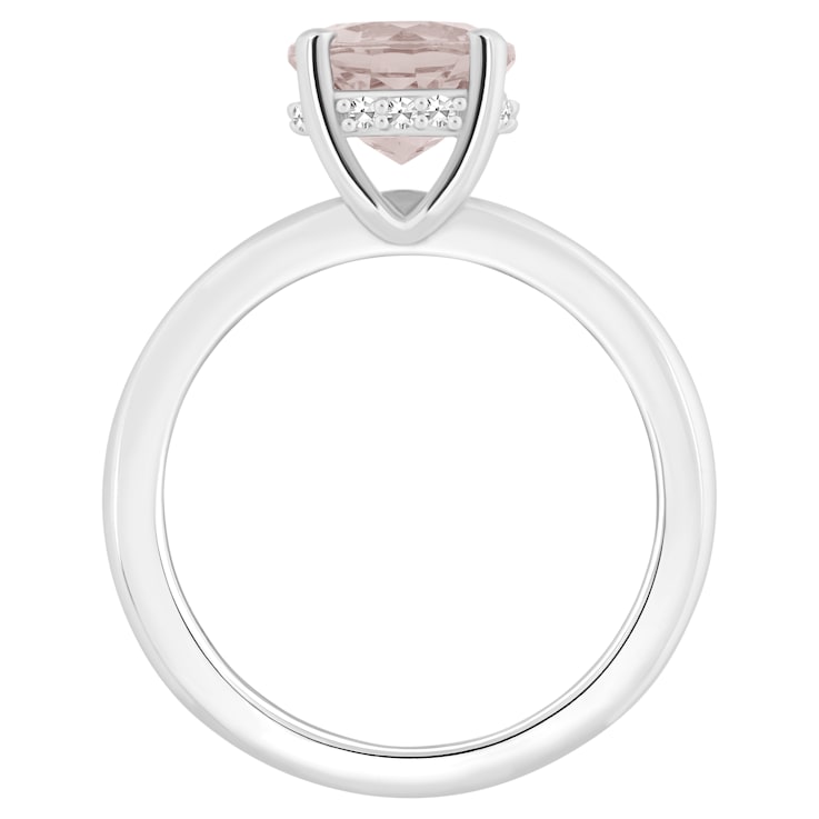 8mm Round Rose Quartz With Diamond Accents Rhodium Over Sterling Silver
Hidden Halo Ring