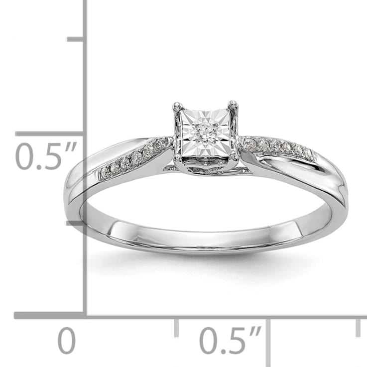 Rhodium Over 14K White Gold First Promise Diamond Promise/Engagement
Ring 0.05ctw