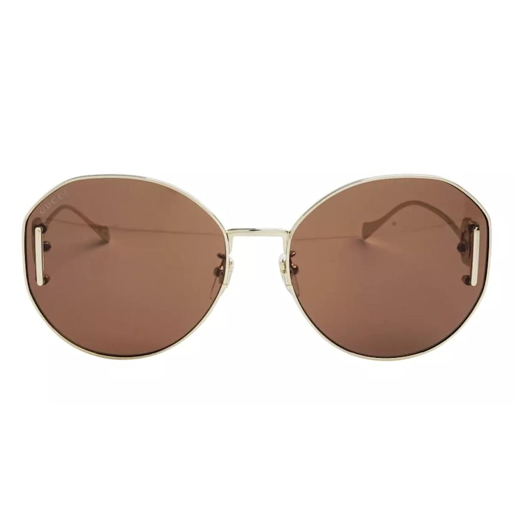 Gucci Gold Tone Frame with "GG Logo" / Brown Lens Sunglasses