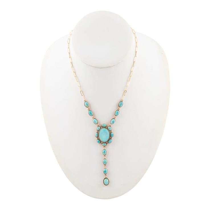 Barse Jewelry Aurora Blue Opal Golden Y Necklace