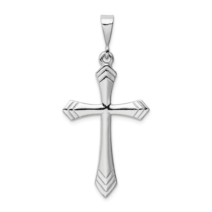 Rhodium Over 14k White Gold Textured Passion Cross Pendant