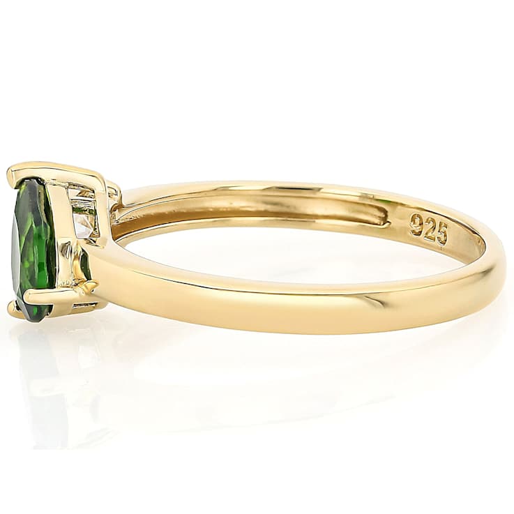 Chrome Diopside And Moissanite Ring In 18K Gold Over Sterling Silver