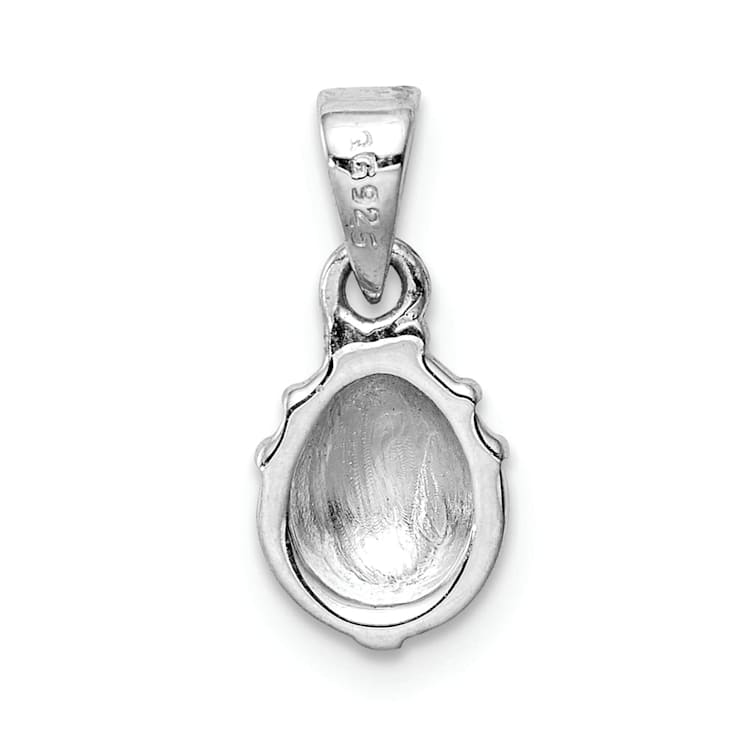 Rhodium Over Sterling Silver Red and Black Enamel Ladybug Children's Pendant