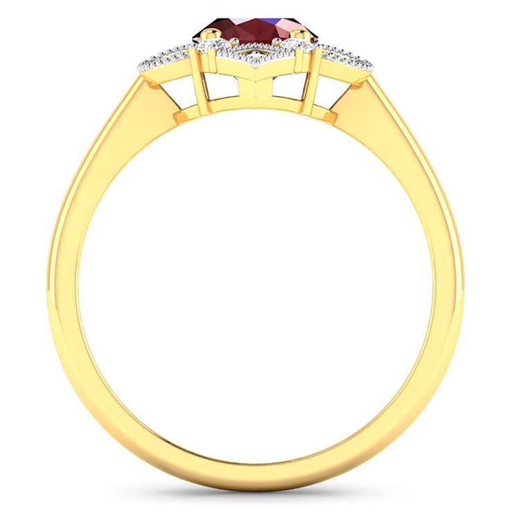 1.7ctw Red Ruby and Diamond 14K Yellow Gold Halo Ring