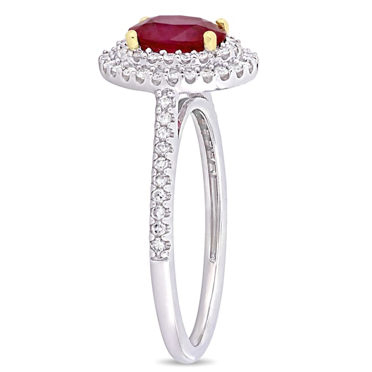 Ruby and Diamond 14K White and Yellow Gold Ring 1.26ctw