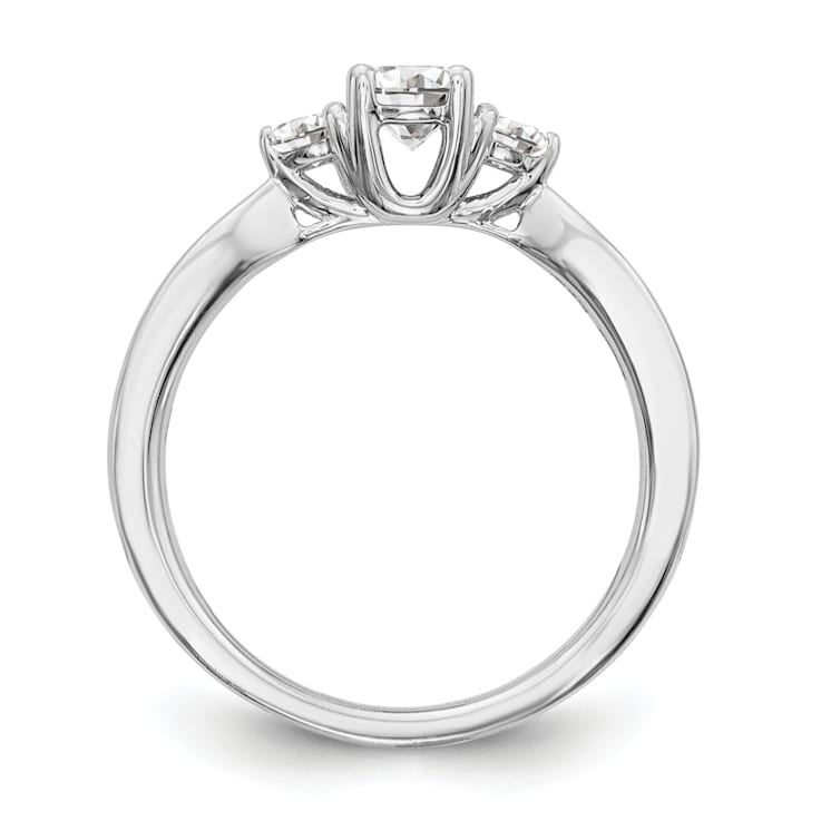 Rhodium Over 14K White Gold Lab Grown Diamond VS/SI GH, 3-Stone Complete
Engagement Ring 0.617ctw