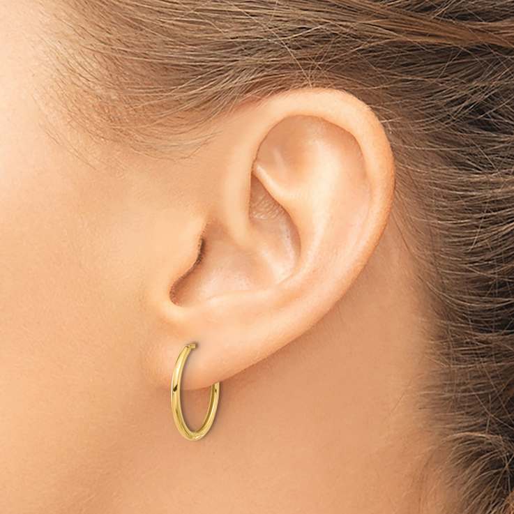 14k Yellow Gold 5/8" Polished Hinged Hoop Earrings