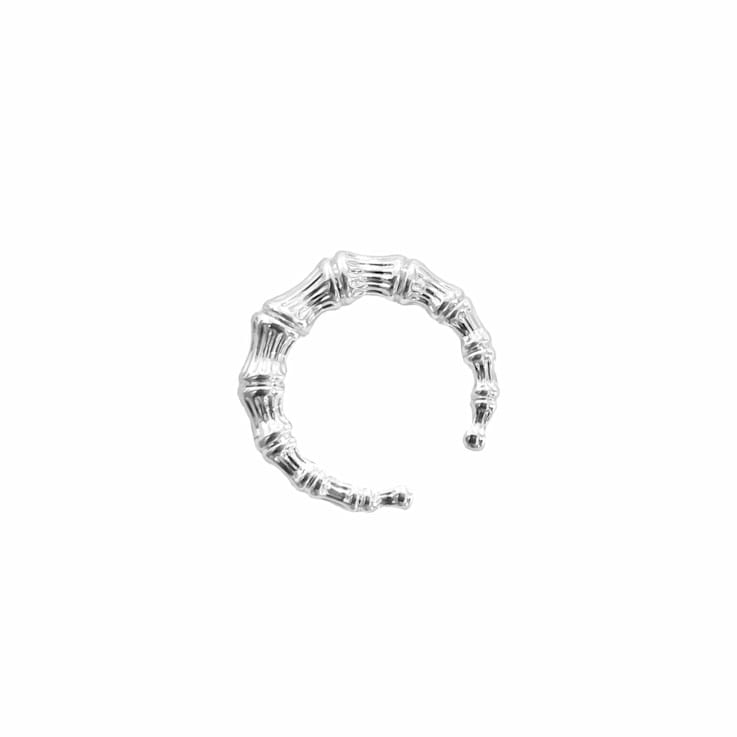 Silver Tone Acrylic Bamboo Cuff Ring