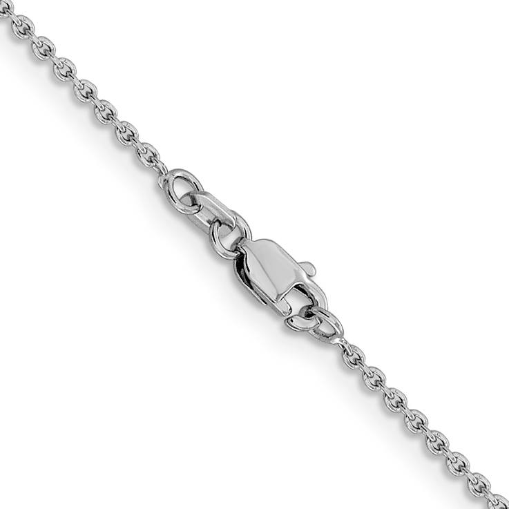 Rhodium Over 14k White Gold 1.4mm Solid Forzantine Cable 22 Inch Chain
