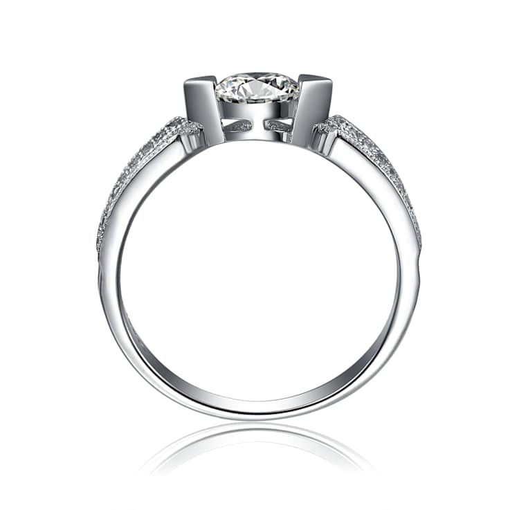 Moissanite Cocktail Ring In White Gold Over Sterling Silver 0.78ctw DEW