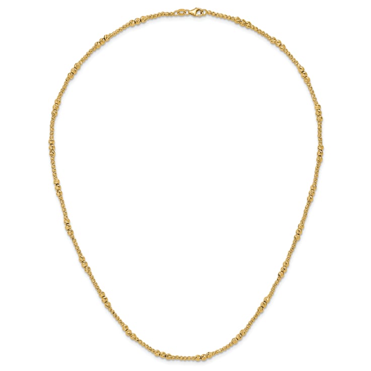 14K Yellow Gold Diamond-cut Beaded 18-inch Necklace