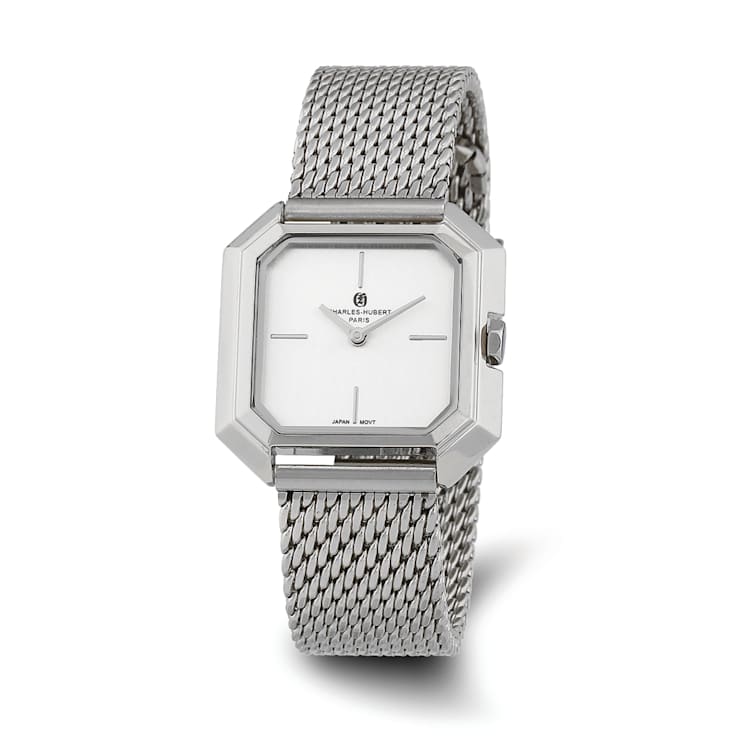 Ladies Charles Hubert Stainless Mesh Silver-tone Dial Quartz Watch