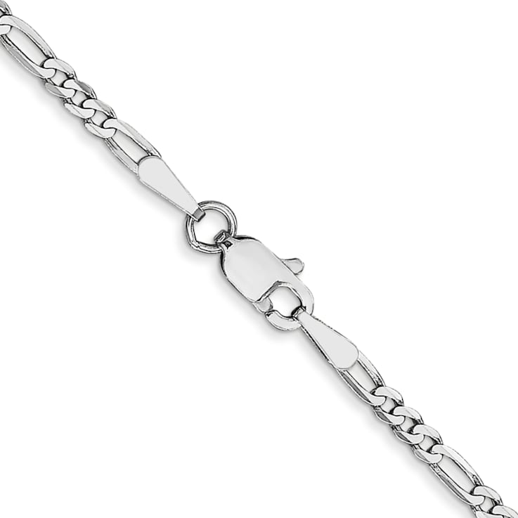 14K White Gold 2.25mm Flat Figaro Chain Bracelet