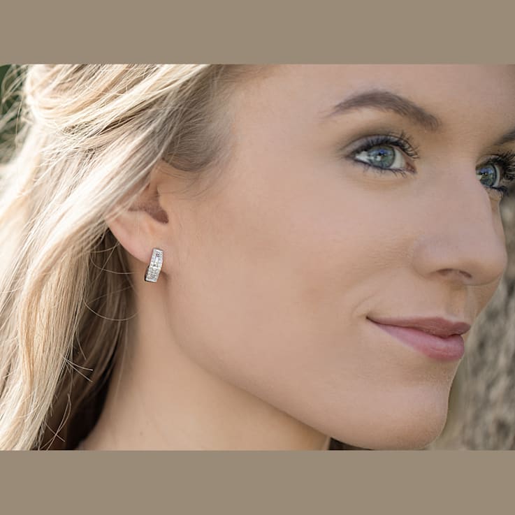 White Diamond Rhodium Over Sterling Silver Earrings 0.50ctw