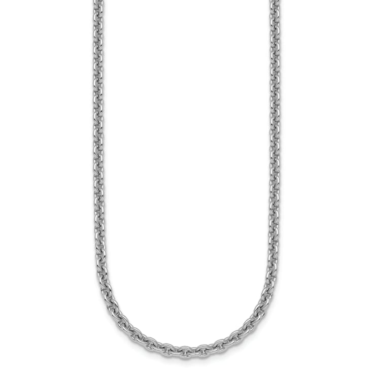Rhodium Over Sterling Silver 3.1mm Rolo 30 Inch Chain