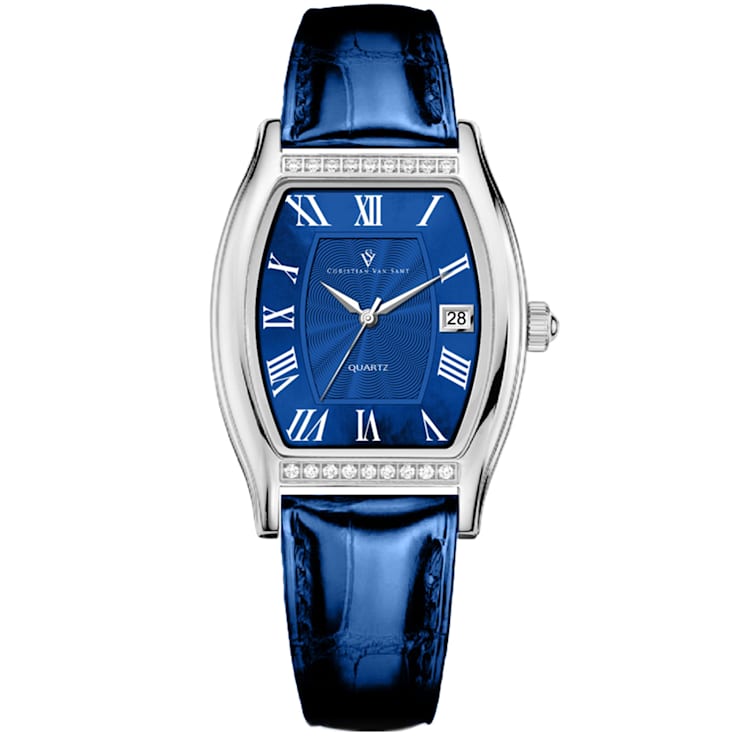 Christian Van Sant Women's Gemma Blue Dial, Blue Leather Strap Watch