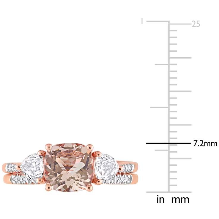 White Topaz, Morganite and Diamond 10K Rose Gold Ring 2.29ctw