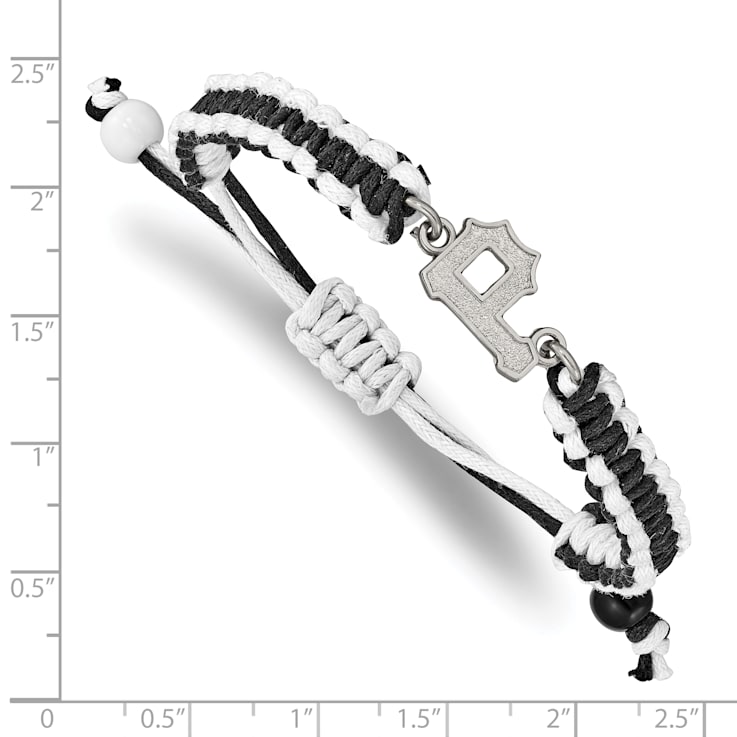 Stainless Steel MLB LogoArt Pittsburgh Pirates Adjustable Cord Bracelet