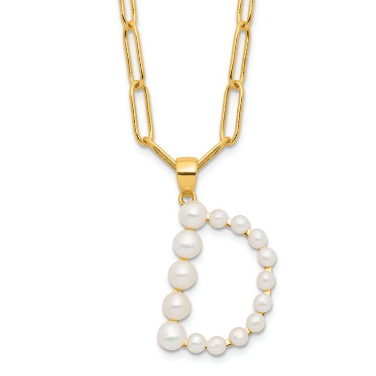 Gold Tone Sterling Silver 3-5.5mm Freshwater Cultured Pearl LETTER D
18-inch Necklace
