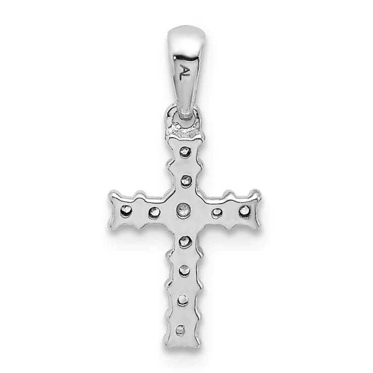 Rhodium Over 10k White Gold Accent Diamond Latin Cross Pendant