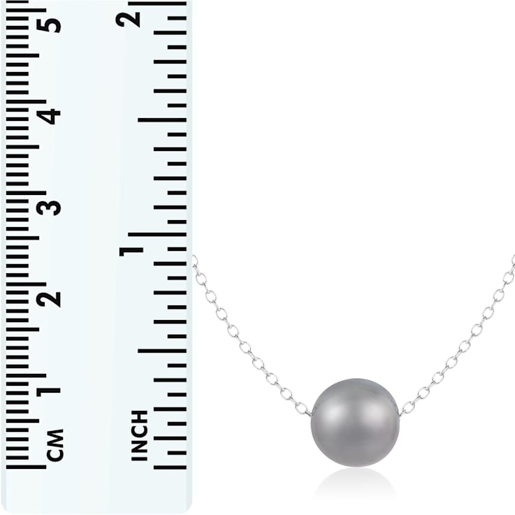 10mm Gray Cultured Freshwater Pearl Sterling Silver Necklace