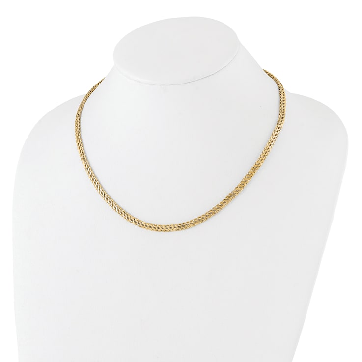 14K Yellow Gold Polished Fancy Diamond-cut Link Necklace