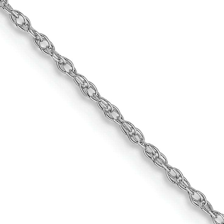 Rhodium Over 14k White Gold 0.7mm Solid Cable 14 Inch Chain