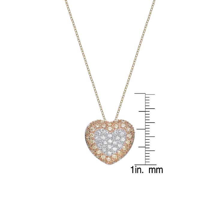 CZ Heart Pendant Necklace In 14K Gold Over Sterling Silver