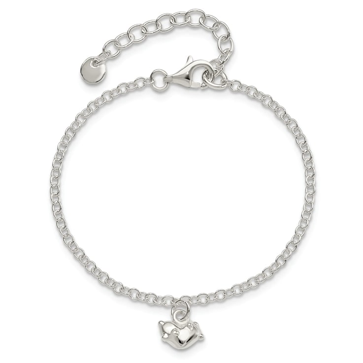 Sterling Silver Heart with 1.5-inch Extension Children's Bracelet