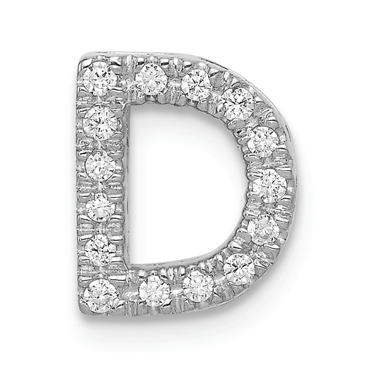 Rhodium Over 14K White Gold Diamond Letter D Initial Charm