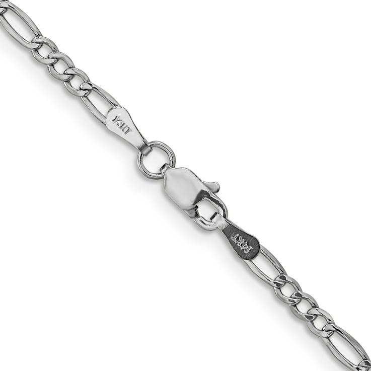 Rhodium Over 14k White Gold 2.5mm Figaro Link 20 Inch Chain