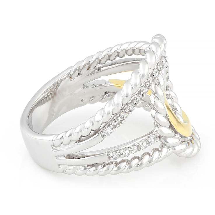 Contemporary Lab-Grown Diamond Rope-Motif Bypass Ring 0.20ctw In
Two-Tone Gold