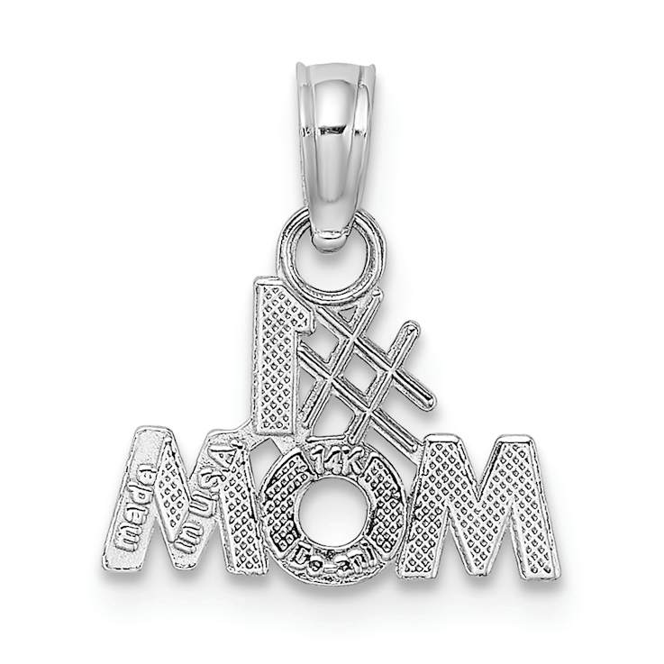 Rhodium Over 14k White Gold Textured Number 1 MOM Charm