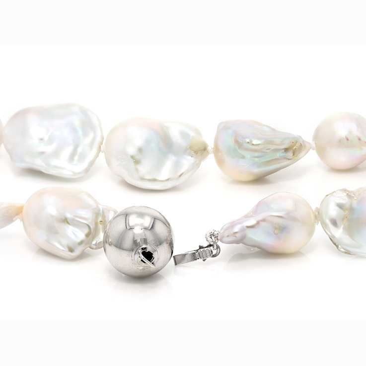 Baroque Freshwater Pearl Strand Necklace In Sterling Silver