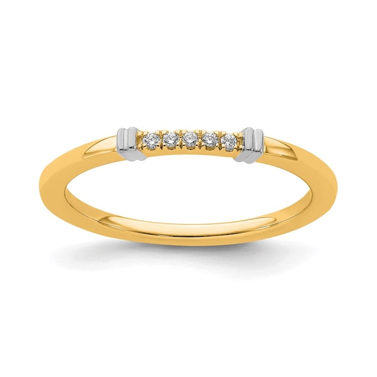 14K Yellow and White Gold Two Tone Stackable Expressions Diamond Ring 0.04ctw