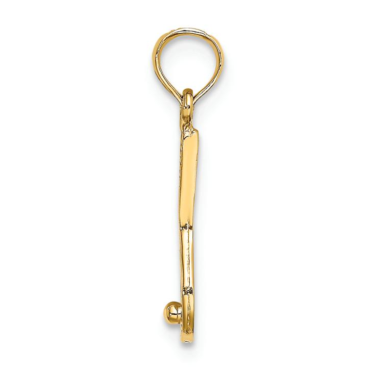 14k Yellow Gold Solid Polished and Textured 3D Tennis Racquet Charm