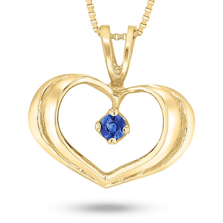 0.06ct Sapphire Heart Pendant in 14k Yellow Gold