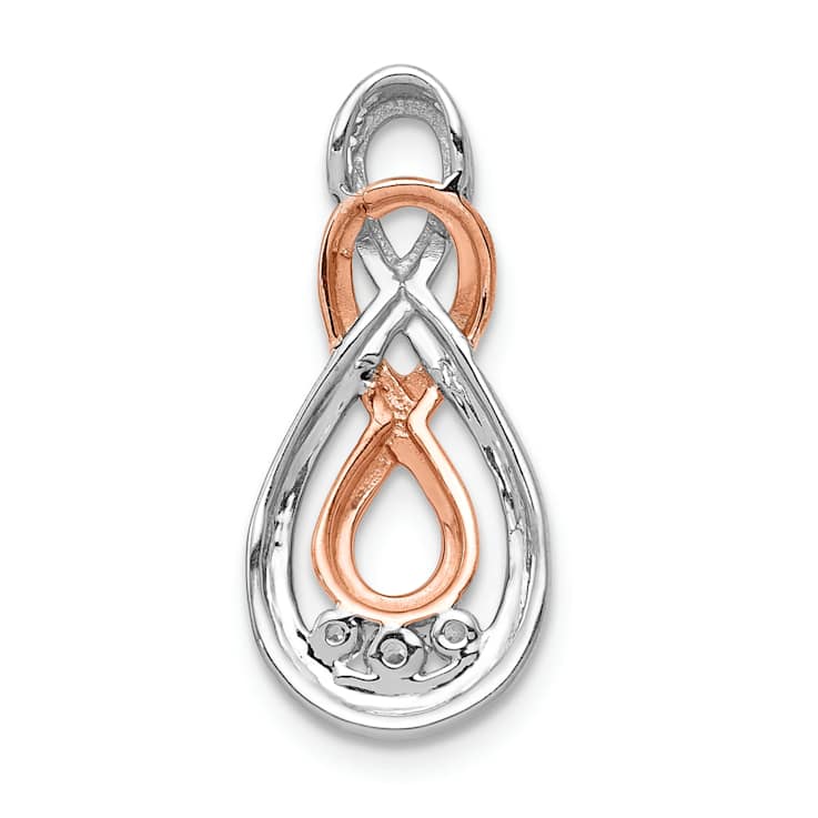 10k White and 10k Rose Gold Diamond Double Infinity Chain Slide Pendant
