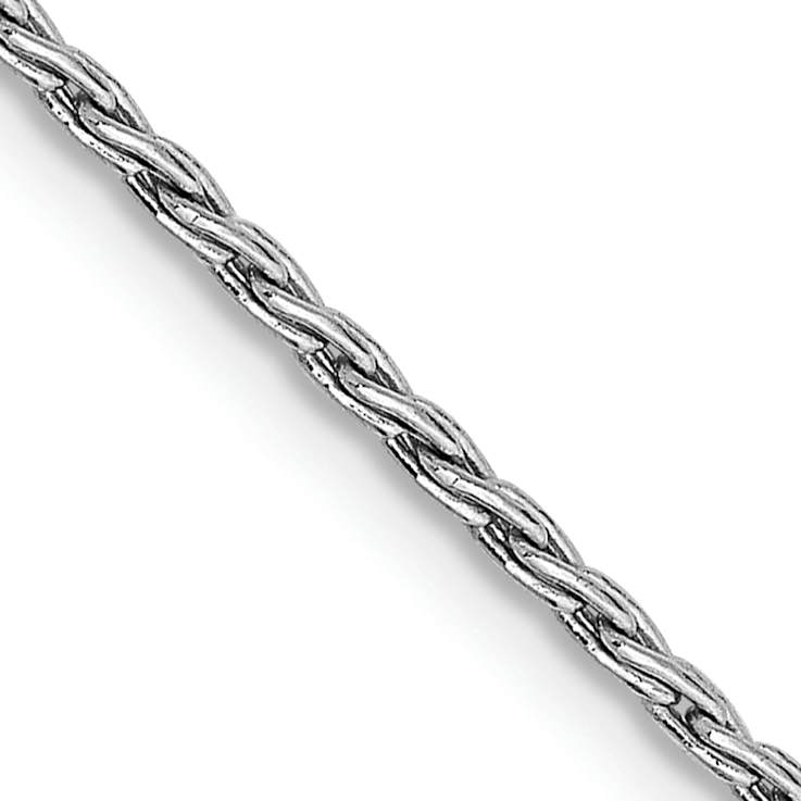 Rhodium Over 14k White Gold 1.25mm Solid Round Parisian Wheat 18 Inch Chain