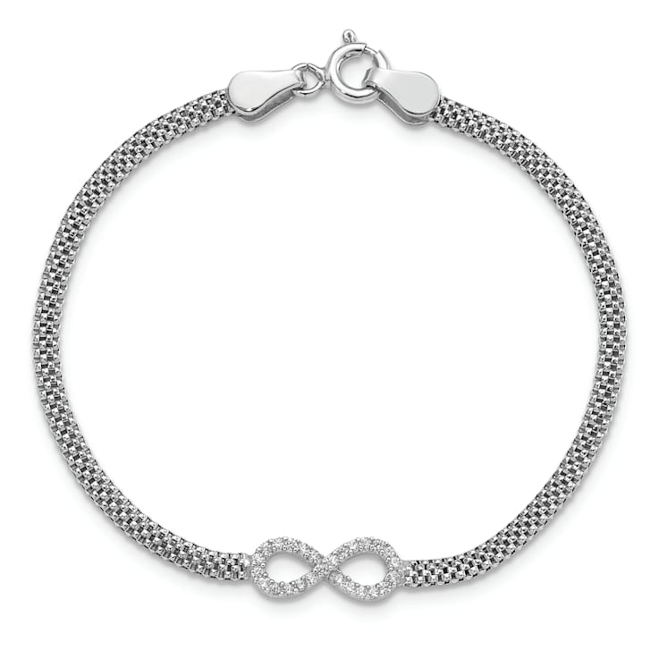 Sterling Silver Polished Cubic Zirconia Infinity Children's 6in Bracelet