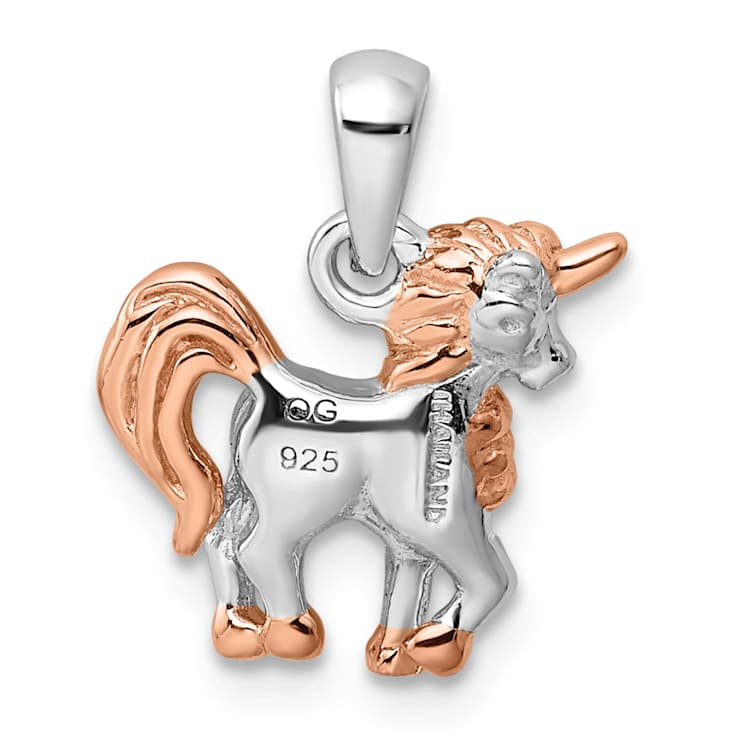 Rhodium Over Sterling Silver with 14K Rose Gold Over Sterling Silver 3D
Unicorn Pendant