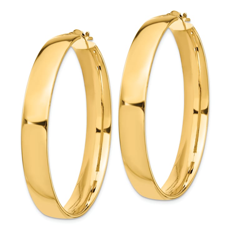 14k Yellow Gold 1 7/8" High Polished Hoop Earrings