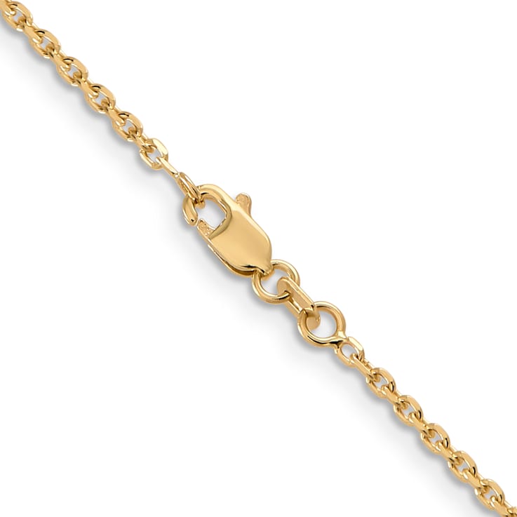 14K Yellow Gold 1.65mm Solid Diamond-cut Cable Chain Necklace