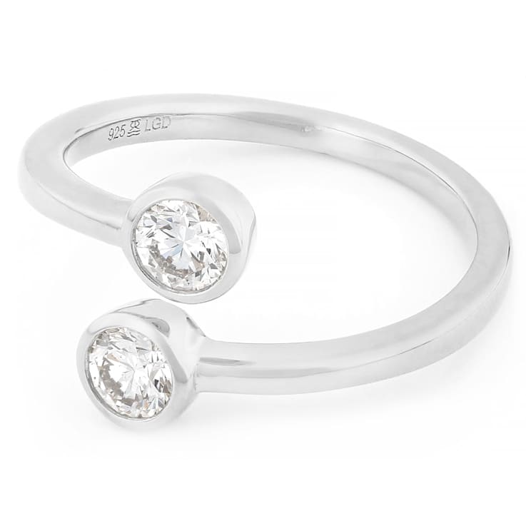 Contemporary Lab-Grown Diamond Two-Stone Bypass Ring In Sterling Silver