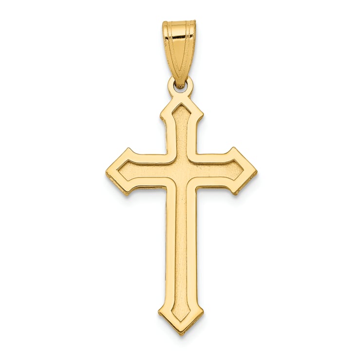 14k Yellow Gold Satin Passion Cross Pendant