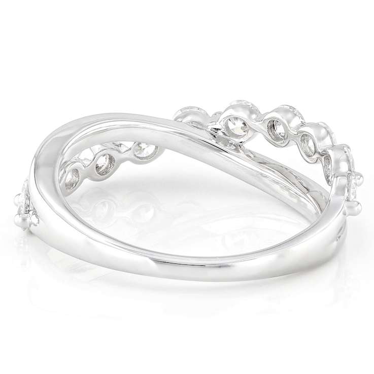 Lab-Grown Diamond Crossover Band Ring In Rhodium Over Sterling Silver 0.90ctw