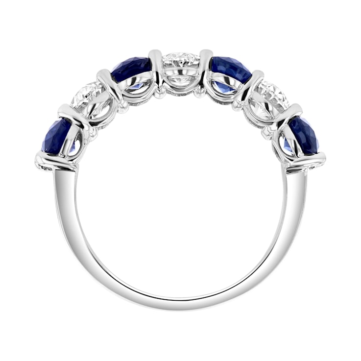 Oval Sapphire and Diamond 14k White Gold Band Ring 2.90ctw