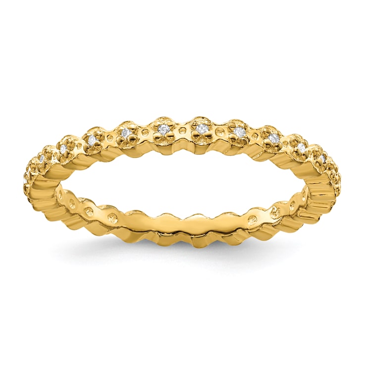 14K Yellow Gold Over Sterling Silver Stackable Expressions Diamond Ring 0.08ctw
